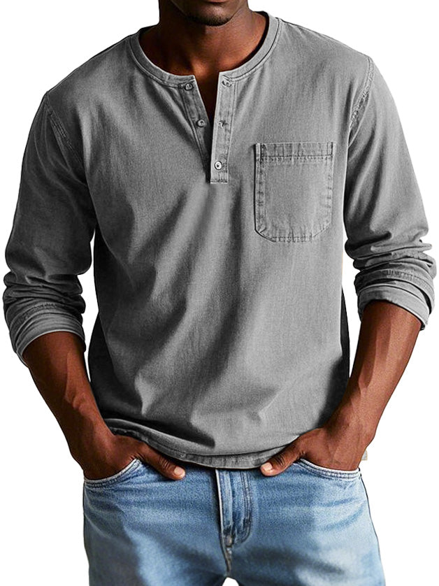 T-shirt met klassieke Henley-kraag