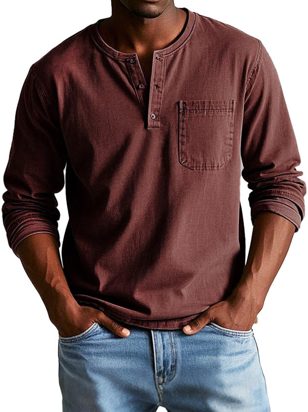 T-shirt met klassieke Henley-kraag
