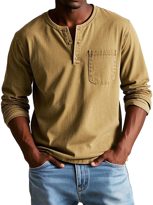 T-shirt met klassieke Henley-kraag