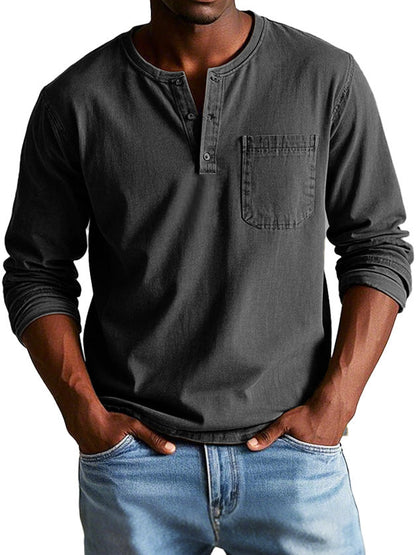 T-shirt met klassieke Henley-kraag