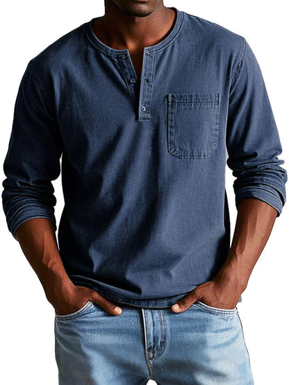 T-shirt met klassieke Henley-kraag